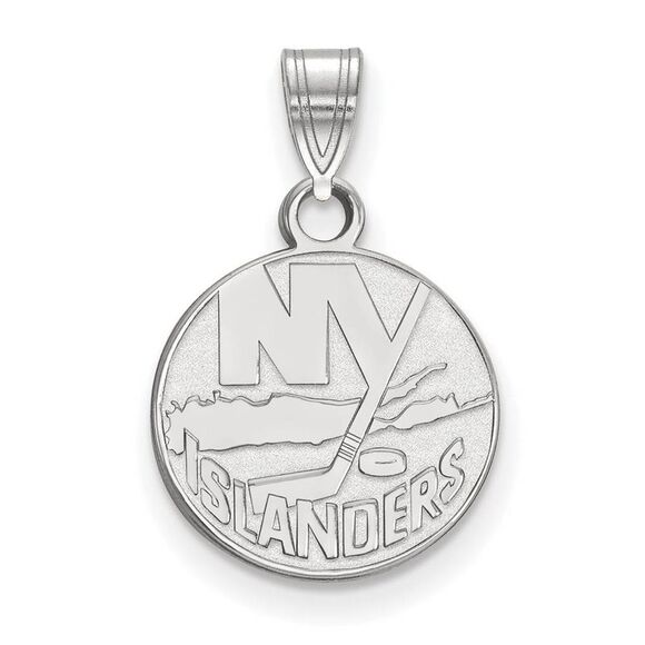 10k White Gold NHL New York Islanders Small Disc Pendant